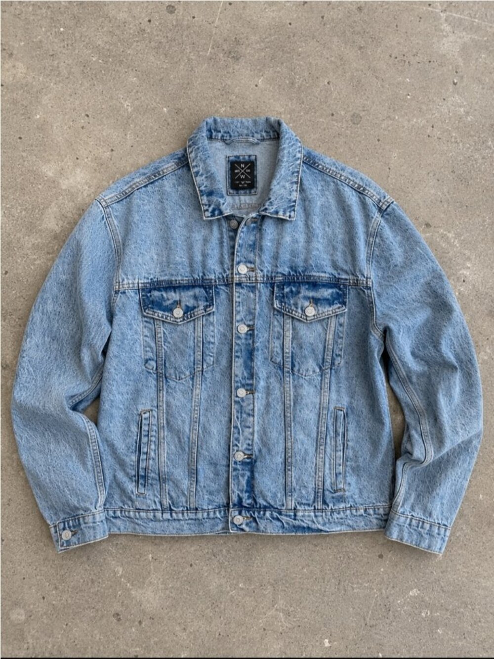 North Western MFG Co Denim Jacket XL Light Wash Trucker Jean Jacket Streetwear